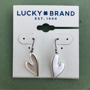 NWT | Lucky Brand | Silver Metal Heart Earrings